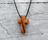 Croix en bois d'olivier 7 tau, croix chapelet bois d'olivier pendentif collier collier de croix dadò
