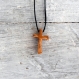 Croix en bois d'olivier 11 tau, croix chapelet bois d'olivier pendentif collier collier de croix dadò