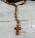 Grains d'olivier 7mm collier croix à pendentif unisexe 7c7