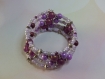 Bracelet à mémoire de de formes perles en verre mauve et violette