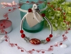 Bracelet fantaisie perle japonaise fleurs rouges