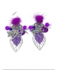 Boucles d'oreilles pompons violets