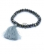 Bracelet perles brillantes grises et pompon gris