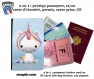 Protège passeport - porte cartes licorne 013