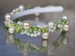 Diadème perlé pour mariée ou demoiselle d'honneur blanc et vert