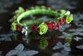 Serre-tête floral vert et rouge idée cadeau noël