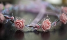 Couronne de fleurs cheveux roses shabby chic