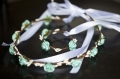 Couronne de fleurs cheveux et bracelet turquoises