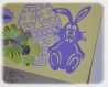 Carte pour pâques, lapin, oeufs et fleurs, message 