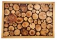 Porte-manteaux mural rectangulaire en rondin de bois 1 patère et porte clé couleur miel 30x20