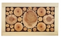 Dessous-de-plat rectangulaire en rondin de merisier et prunier, réversible en coupelle centre de table a petites feuilles