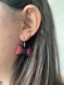 Boucles d’oreilles noeud en perle rose framboise et noir pétrole tissage peyote fait main