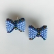 Boucles d’oreilles puces, petit noeud en perle bleu et noir pétrole, tissage peyote
