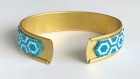 Bracelet jonc bleu et blanc en perle de miyuki