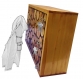 Porte-manteaux mural rectangulaire en rondin de bois 1 patère et porte clé couleur miel 30x20