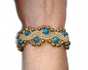 Bracelet macramé perles de jade bleu doré