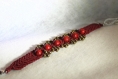 Bracelet macramé brésilien en pierre  naturelle howlite rouge