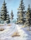 Le chemin peinture huile paysage neige