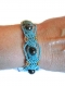 Bracelet tissé macramé  bleuen pierre naturelle de  pyrite
