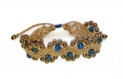 Bracelet macramé perles de jade bleu doré