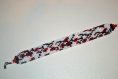Bracelet perles tissées blanc/noir/rouge motif pommier du japon