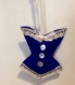 Décor de porte ou coussin à épingle corset rétro bleu