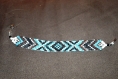Bracelet perles tissées turquoise/ marron/ noir