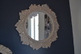 Miroir macramé beige corde et perles en bois diamètre 30 cm. personnalisable sur demande