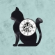 Horloge en disque vinyle 33 tours thème chat seul