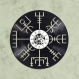 Horloge en disque vinyle 33 tours thème la boussole magique de vikings - runes
