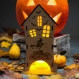 Bougeoir halloween, maison halloween, sorcière et citrouille