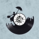 Horloge en disque vinyle 33 tours thème mary poppins