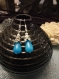 Boucles perles de jade bleue crochets argent 925