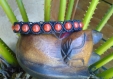 Bracelet ajustable macramé, perles gemmes jaspe rouge véritable