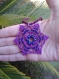 Collier fleur de lotus à 6 pétales macramé + lapis lazuli véritable