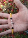 Bracelet ajustable, macramé perles véritables pendant en acier inoxydable