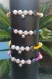 Bracelet ajustable macramé, perles véritables et acier inoxydable