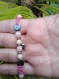 Bracelet ajustable macramé, perles véritables et acier inoxydable