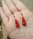 Boucles d'oreilles hypoallergénique acier inoxydable perles d'agate rouge