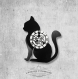 Horloge murale en vinyle 33 tours fait-main / thème chat, seul, solitaire