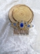 Peigne décoratif douceur doré bleu en céramique et strass cristal