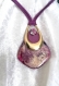 Collier rose velours, collier réglable avec pendentif camaïeu prune rose doré, bijoux uniques fait main,