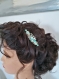 Accessoire coiffure turquoise lagon sur filigrane bronze poli esprit printanier