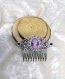 Peigne décoratif camé camaïeu prune argenté bijoux cheveux céramique et cristal