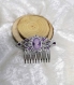Peigne décoratif camé camaïeu prune argenté bijoux cheveux céramique et cristal