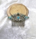 Accessoires cheveux, peigne décoratif esprit bohème, turquoise bronze