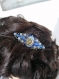 Peigne décoratif floral harmonie bleue avec strass