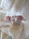 Duo de peignes décoratifs vintage camée rose antique argenté