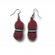 Boucles d'oreilles pelote de laine framboise noire blanc rouge