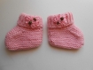 Chaussons bébé fille tricot rose  naissance, cadeau de naissance